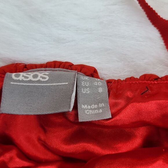 Asos -477 Women's Red Balloon sleeve crop top size 8 - Picture 3 of 7